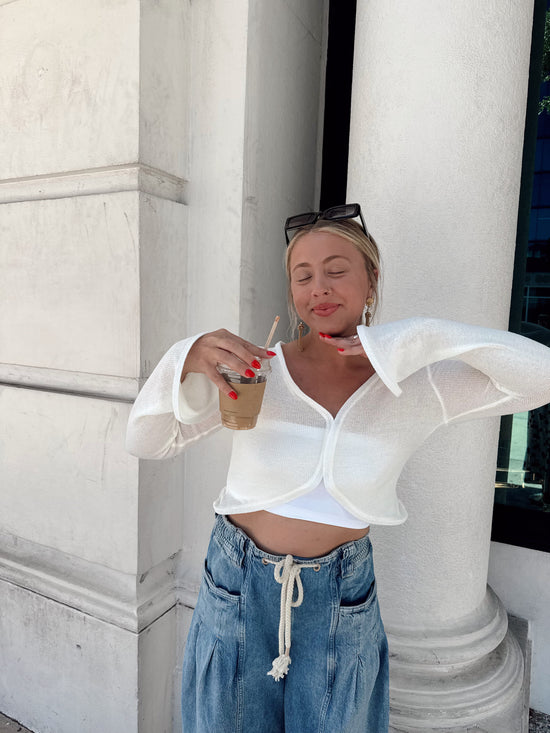 Standing Room Only Cardi Top Ivory
