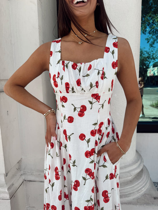 Cherry Cola Maxi Dress White