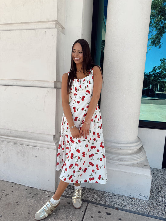 Cherry Cola Maxi Dress White