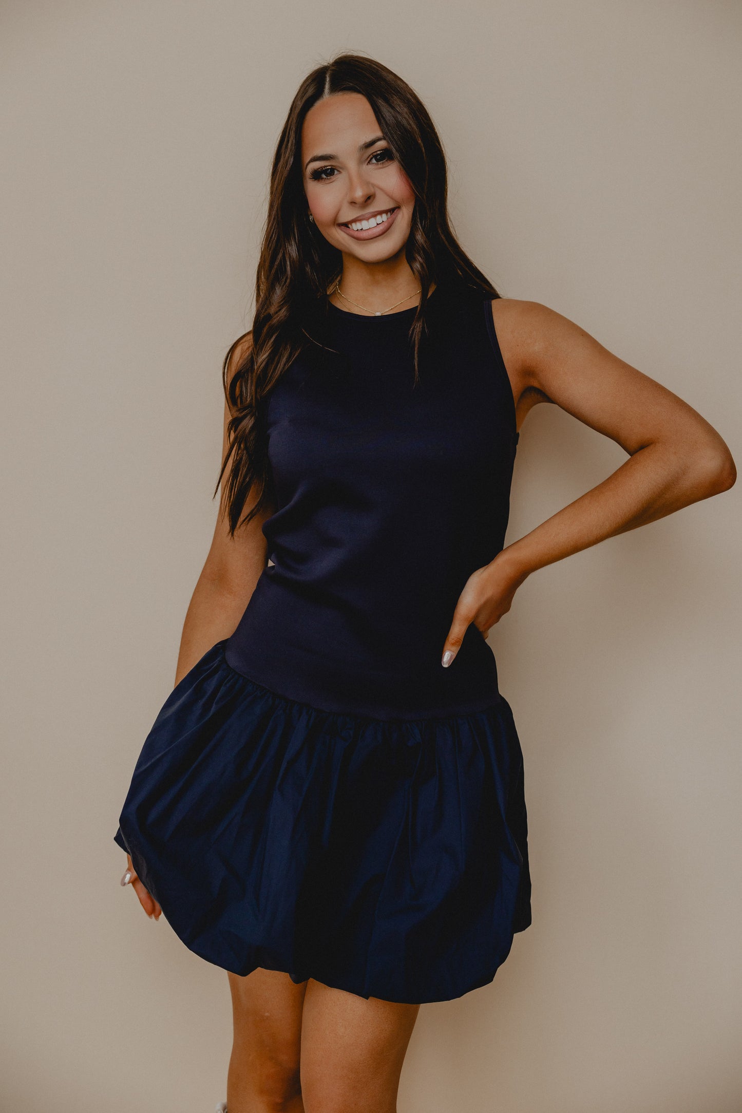 My Beau Bubble Hem Dress Navy