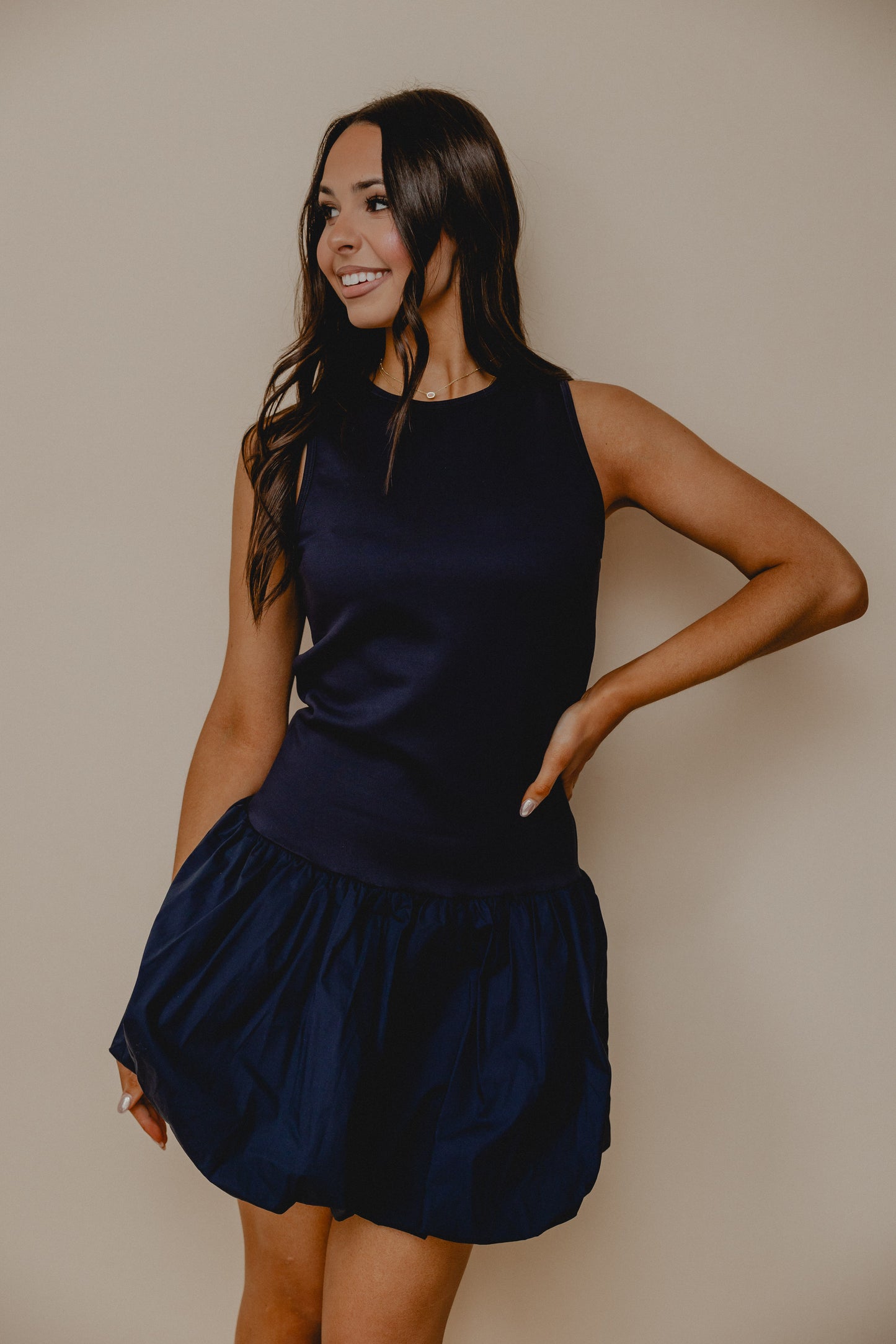 My Beau Bubble Hem Dress Navy